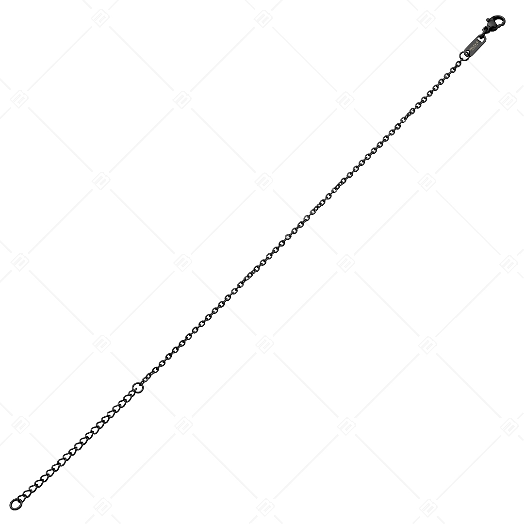 BALCANO - Flat Cable / Stainless Steel Flattened Cable Chain-Anklet, Black PVD Plated - 2 mm (751253BC11)