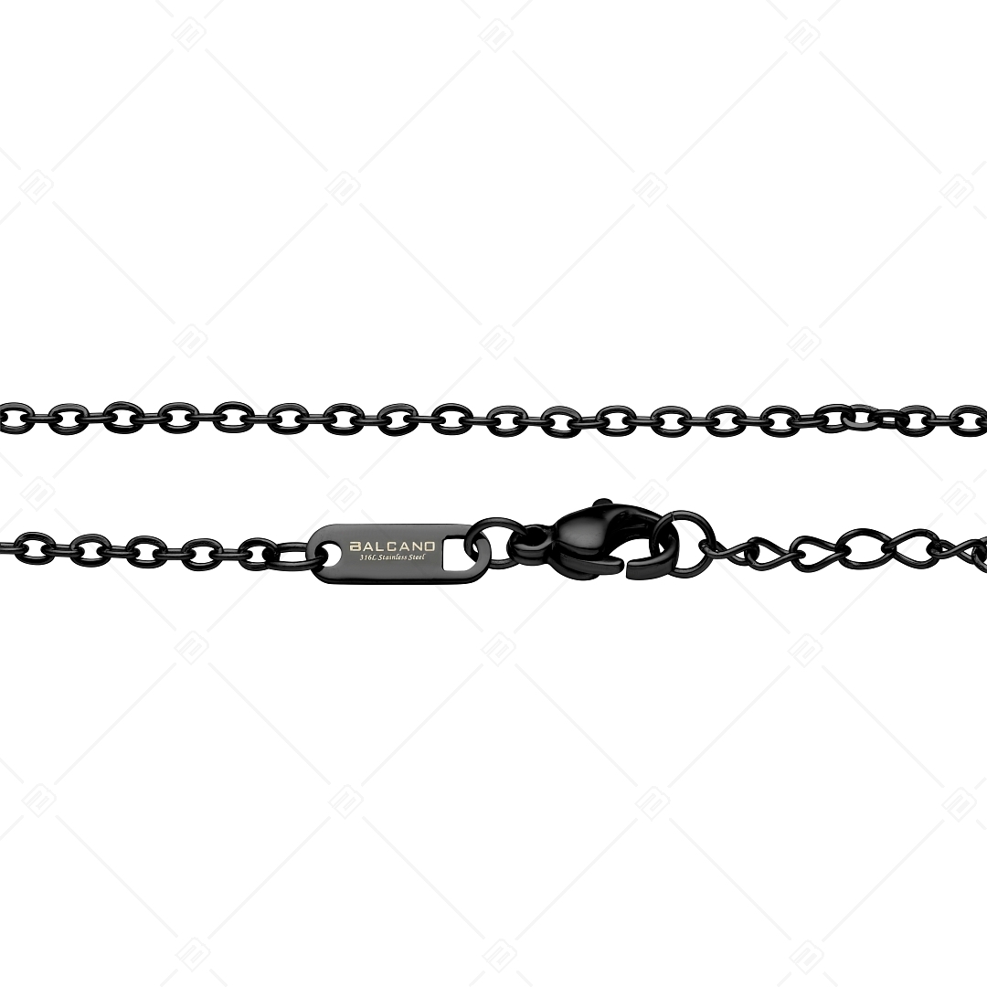 BALCANO - Flat Cable / Bracelet de cheville d'ancre à maillon plat en acier inoxydable avec plaqué PVD noir - 2 mm (751253BC11)