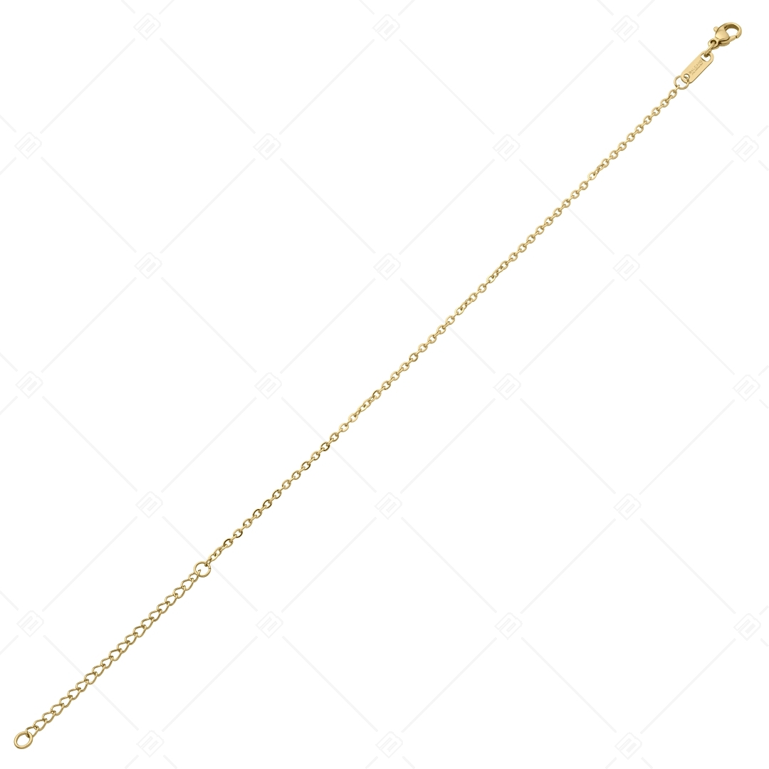 BALCANO - Flat Cable / Bracelet de cheville d'ancre à maillon plat en acier inoxydable plaqué or 18K - 2 mm (751253BC88)
