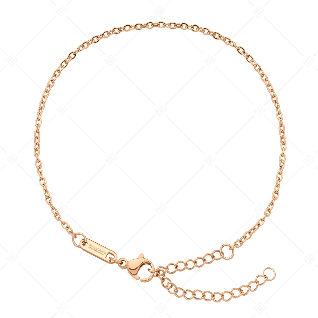 BALCANO - Flat Cable / Stainless Steel Flattened Cable Chain-Anklet, 18K Rose Gold Plated - 2 mm (751253BC96)