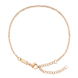 BALCANO - Flat Cable / Stainless Steel Flattened Cable Chain-Anklet, 18K Rose Gold Plated - 2 mm