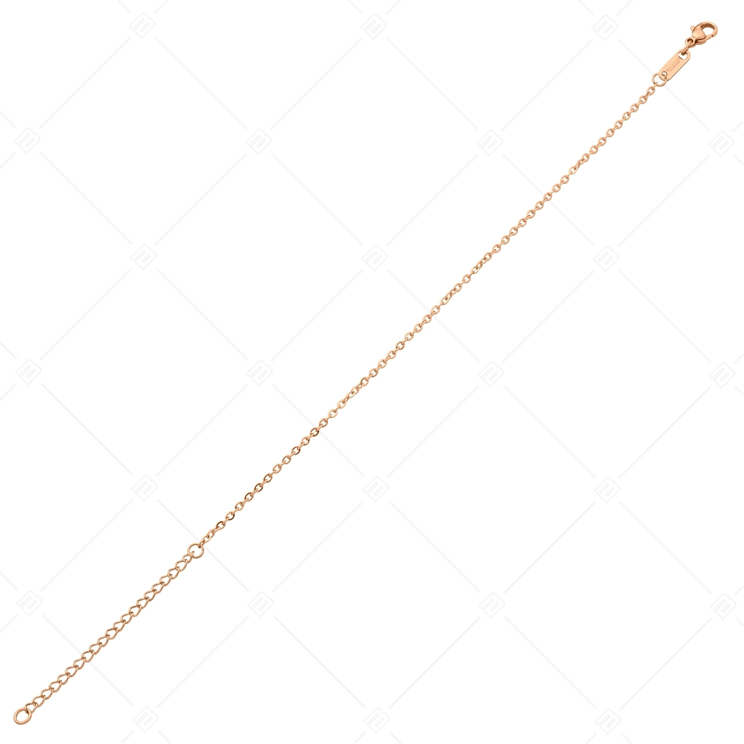BALCANO - Flat Cable / Stainless Steel Flattened Cable Chain-Anklet, 18K Rose Gold Plated - 2 mm (751253BC96)