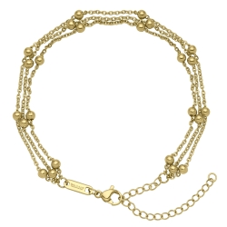 BALCANO - Beaded flattened cable / Stainless Steel Flat Cable Chain-Anklet With Beads, 18K Gold Plated