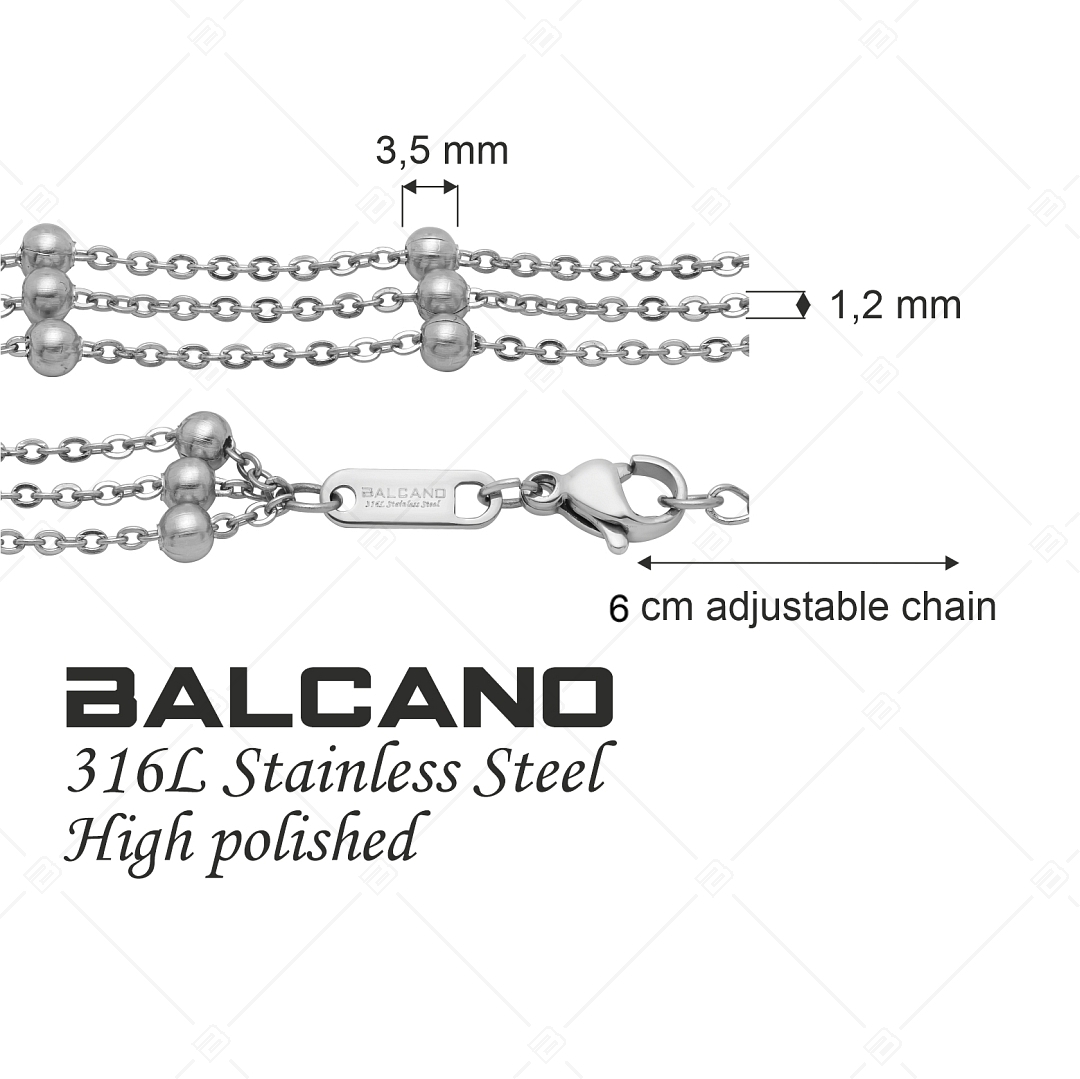 BALCANO - Beaded Cable / Edelstahl Flache mehrreihige Ankerkette-Fußkette mit Kugeln und Spiegelglanzpolierung (751259BC97)
