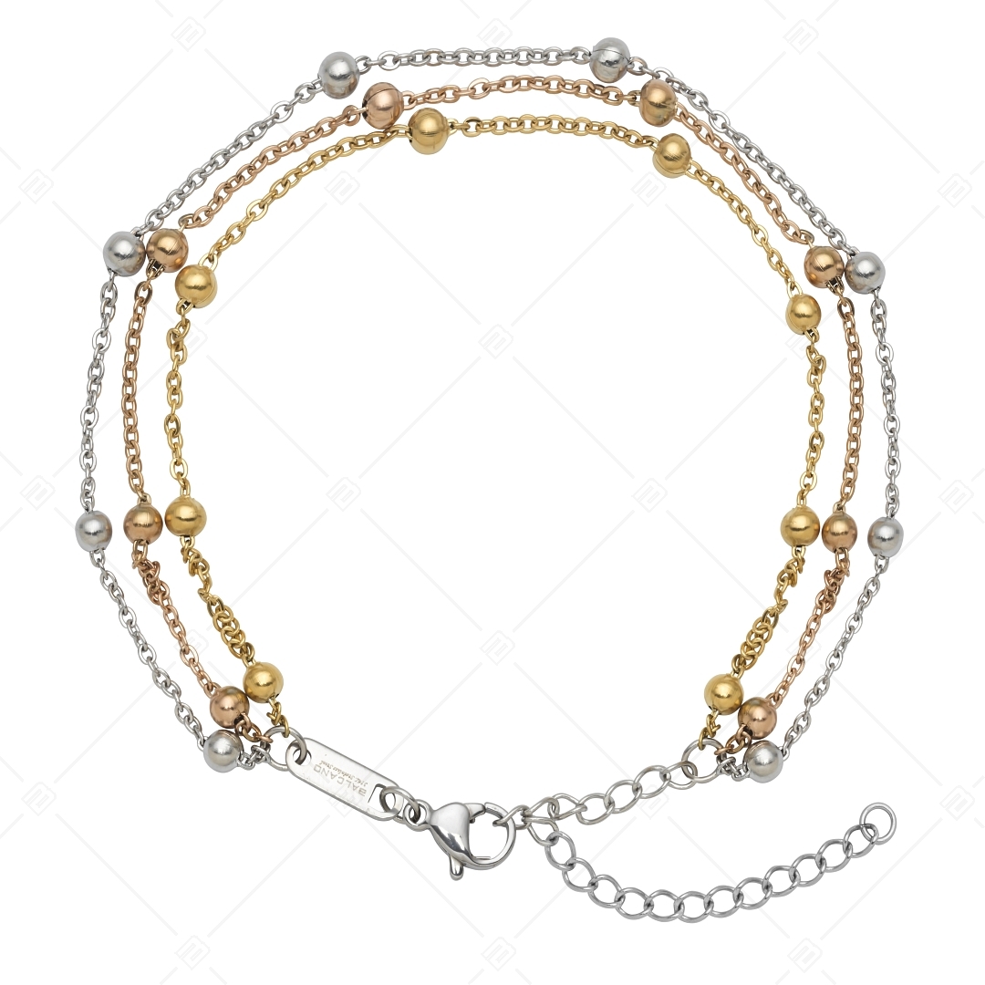 BALCANO - Beaded flattened cable chain anklet, three colours (751259BC99)