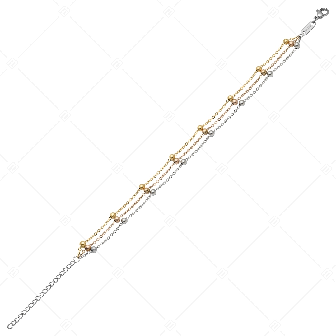 BALCANO - Beaded flattened cable chain / Berry abgeflachte mehrreihige Anker-Fußkette in drei Farben (751259BC99)