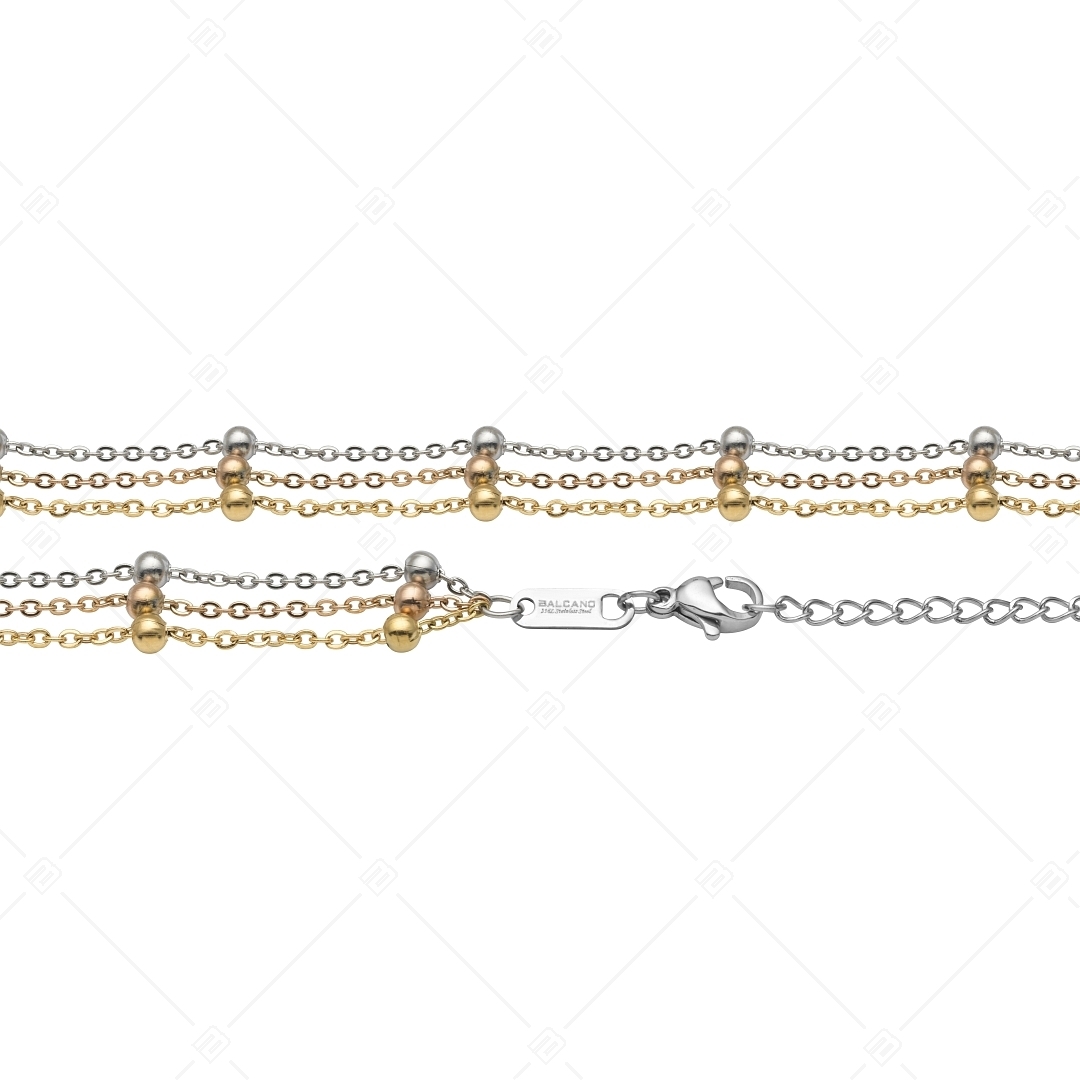BALCANO - Beaded Cable / Stainless Steel Flat Cable Chain-Anklet With Beads, Three Colors (751259BC99)