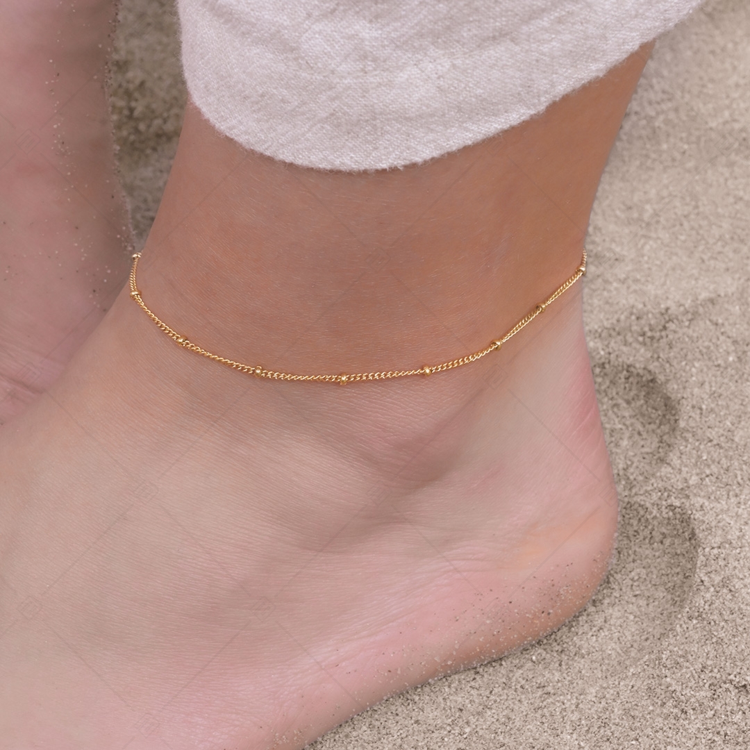 BALCANO - Saturn / Stainless Steel Saturn Chain-Anklet, 18K Gold Plated - 1,5 mm (751262BC88)