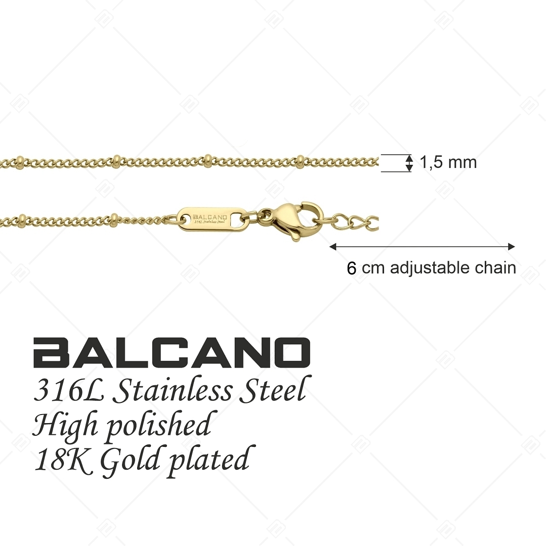 BALCANO - Saturn / Bracelet de cheville pancer maillons à baies en acier inoxydable plaqué or 18K - 1,5 mm (751262BC88)