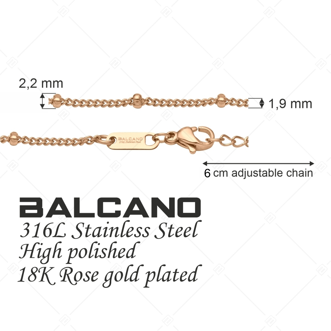 BALCANO - Saturn / Bracelet de cheville pancer maillons à baies en acier inoxydable plaqué or rose 18K - 2 mm (751263BC96)