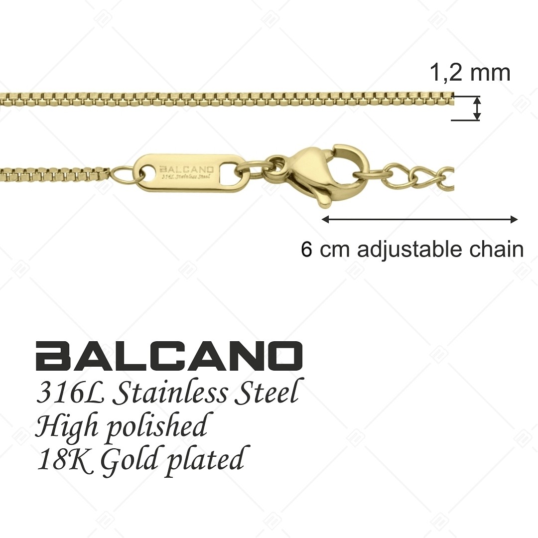 BALCANO - Venetian / Bracelet de cheville cubique vénitien en acier inoxydable, plaqué or 18K - 1,2 mm (751291BC88)