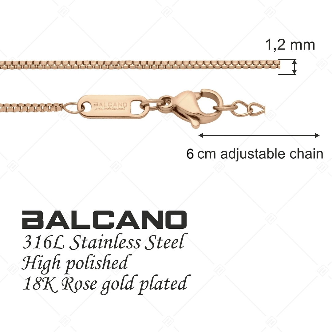 BALCANO - Venetian / Bracelet de cheville cube vénitien en acier inoxydable plaqué or rose 18K - 1,2 mm (751291BC96)