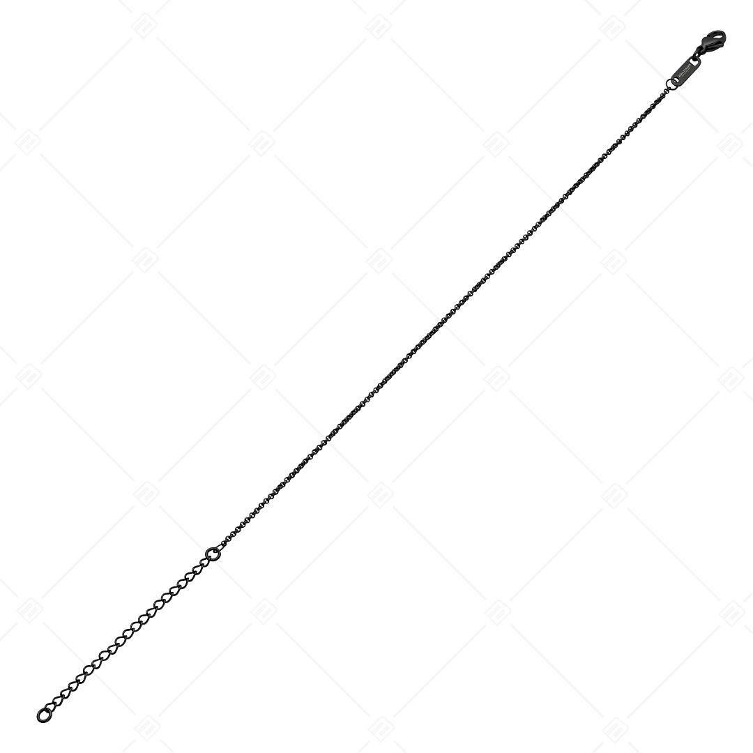 BALCANO - Belcher / Bracelet de cheville type chaîne à maille rolo en acier inoxydable avec plaqué PVD noir - 1,5 mm (751302BC11)