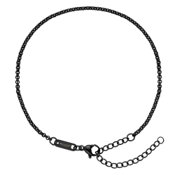 BALCANO - Belcher / Bracelet de cheville type chaîne à maille rolo en acier inoxydable avec plaqué PVD noir - 2 mm
