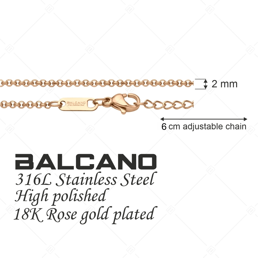 BALCANO - Belcher / Edelstahl Belcher Kette-Fußkette mit 18K Roségold Beschichtung - 2 mm (751303BC96)