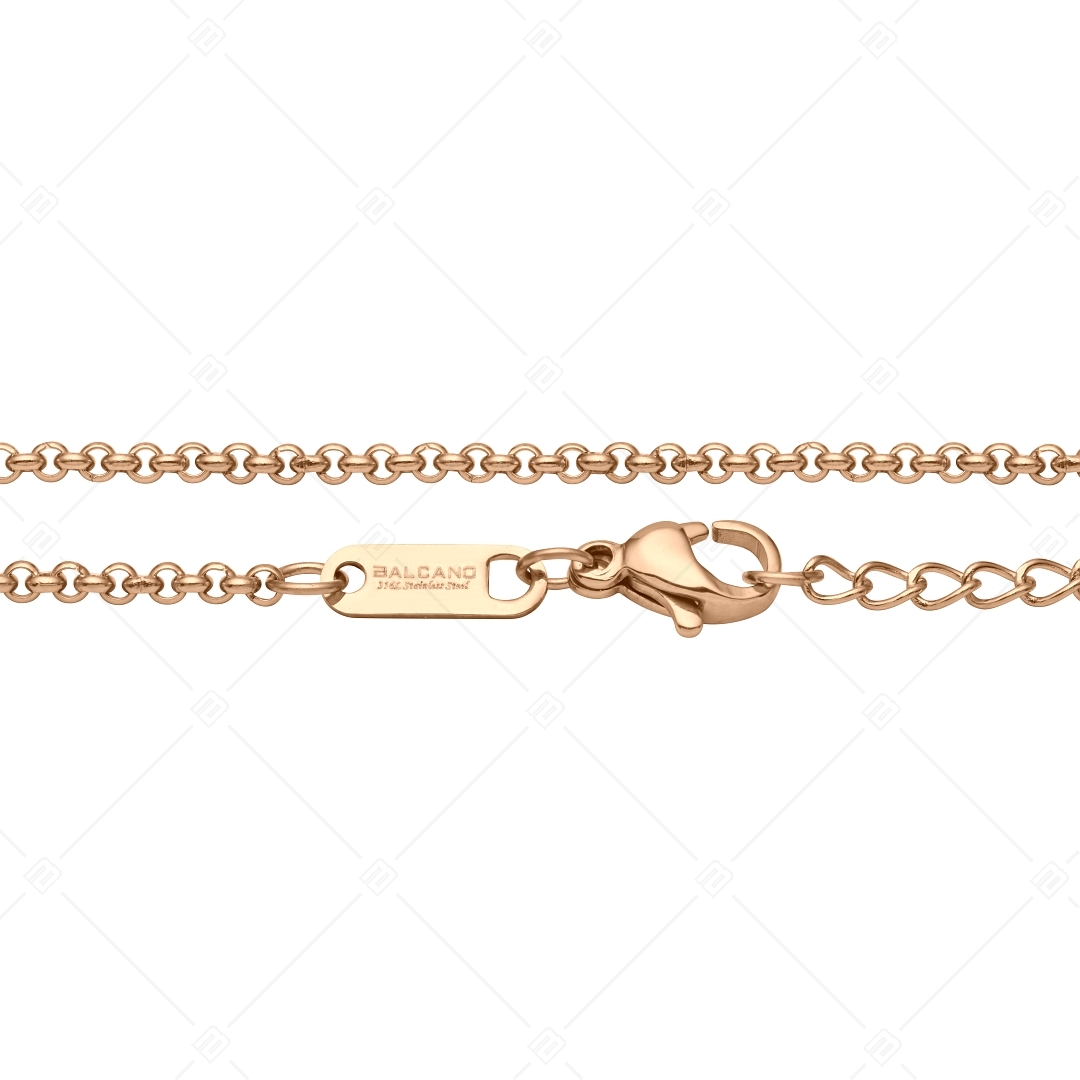 BALCANO - Belcher / Bracelet de cheville type chaîne à maille rolo en acier inoxydable plaqué or rose 18K - 2 mm (751303BC96)