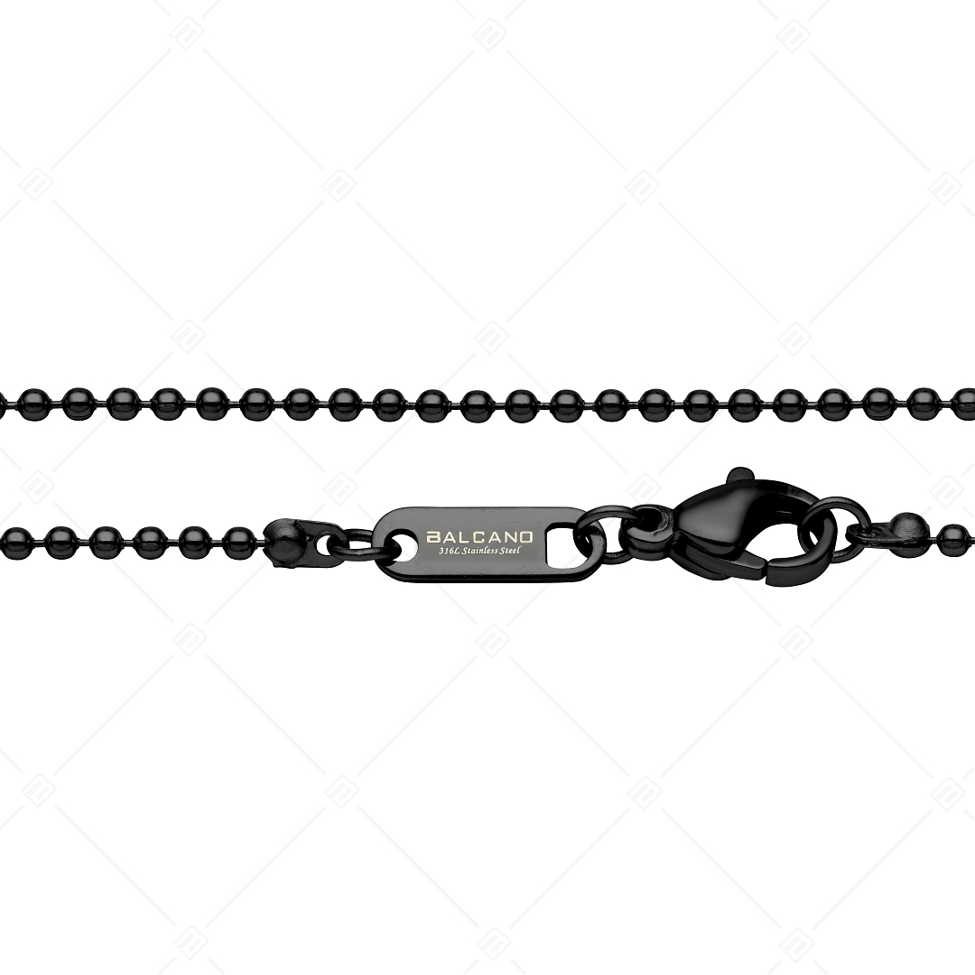 BALCANO - Ball Chain / Bracelet de cheville maillle de baies en acier inoxydable avec revêtement PVD noir - 1,5 mm (751312BC11)