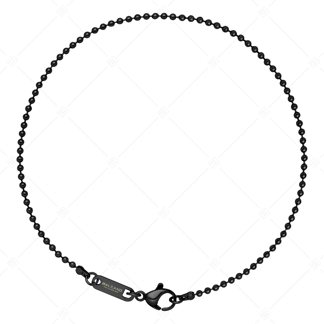 BALCANO - Ball Chain / Bracelet de cheville maillle de baies en acier inoxydable avec revêtement PVD noir - 1,5 mm (751312BC11)