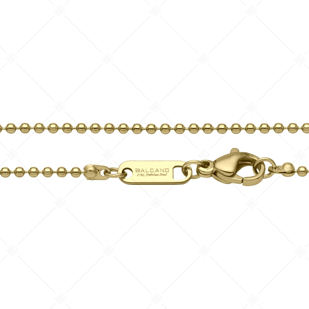 BALCANO - Ball Chain / Bracelet de cheville maille de baies en acier inoxydable plaqué or 18K - 1,5 mm (751312BC88)