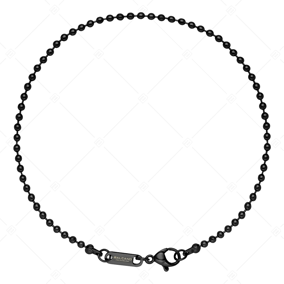 BALCANO - Ball Chain / Edelstahl Kugelkette-Fußkette mit schwarzer PVD-Beschichtung - 2 mm (751313BC11)