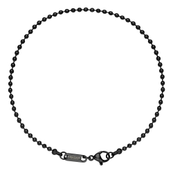 BALCANO - Ball Chain / Bracelet de cheville à baies avec revêtement PVD noir - 2 mm