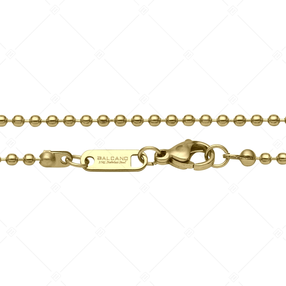 BALCANO - Ball Chain / Bracelet de cheville maille de baies en acier inoxydable plaqué or 18K - 2 mm (751313BC88)