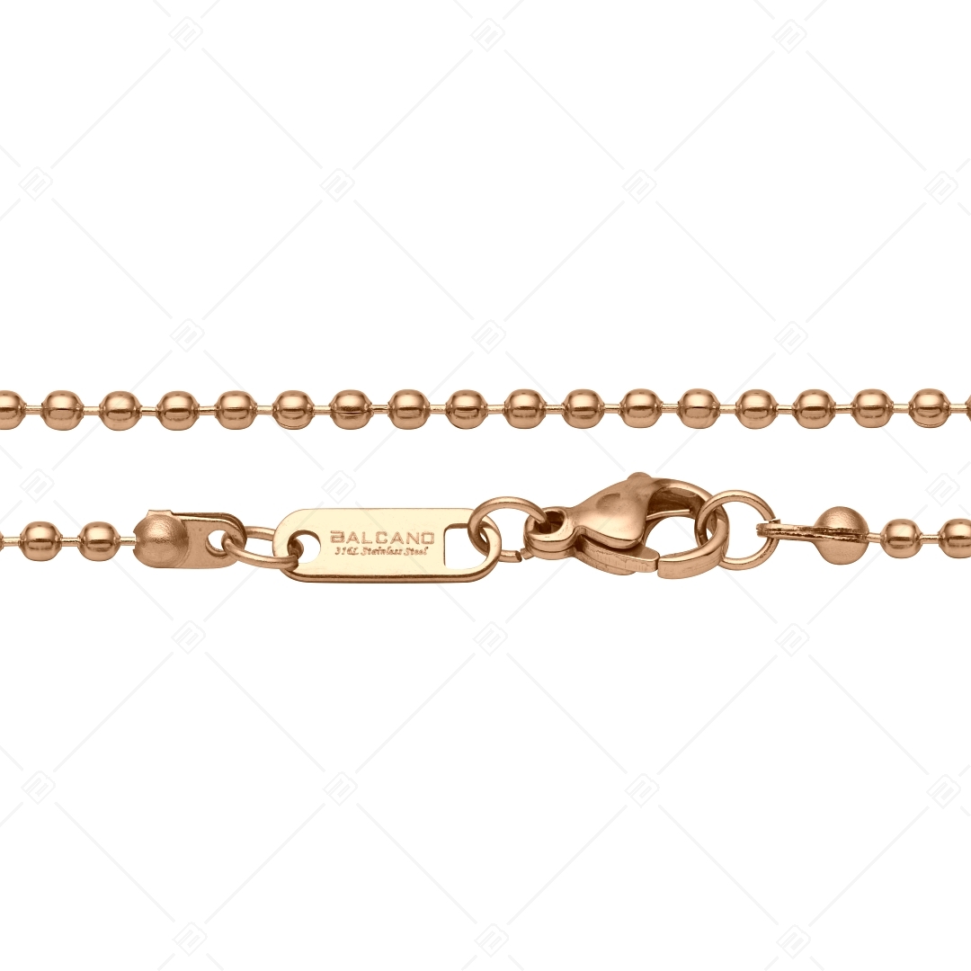 BALCANO - Ball Chain / Bracelet de cheville maille de baies en acier inoxydable plaqué or rose 18K - 2 mm (751313BC96)