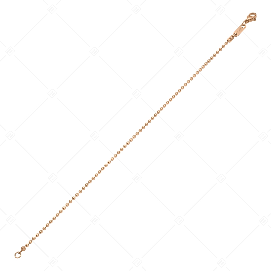 BALCANO - Ball Chain / Bracelet de cheville maille de baies en acier inoxydable plaqué or rose 18K - 2 mm (751313BC96)