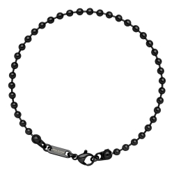 BALCANO - Ball Chain / Bracelet de cheville maille de baies en acier inoxydable avec revêtement PVD noir - 3 mm