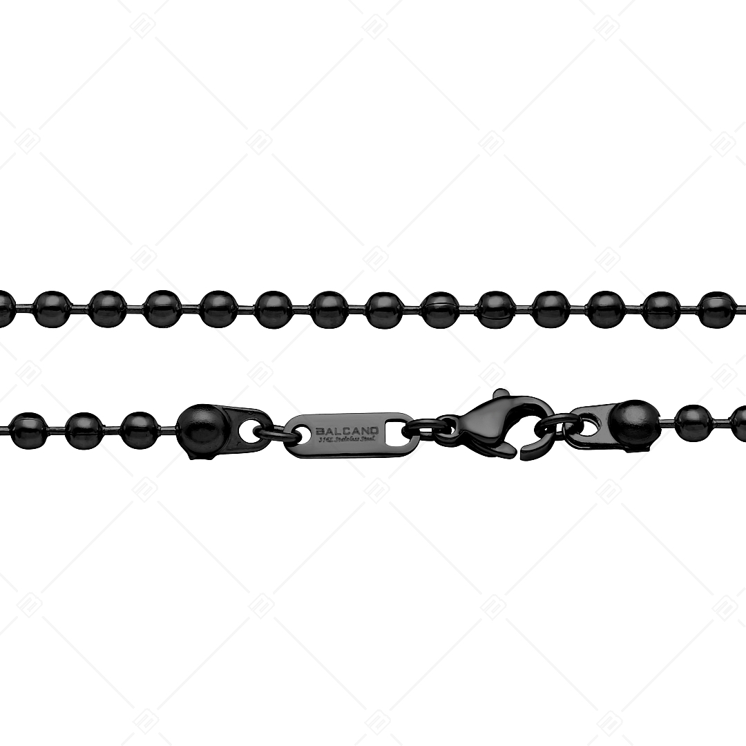 BALCANO - Ball Chain / Bracelet de cheville maille de baies en acier inoxydable avec plaqué PVD noir - 3 mm (751315BC11)