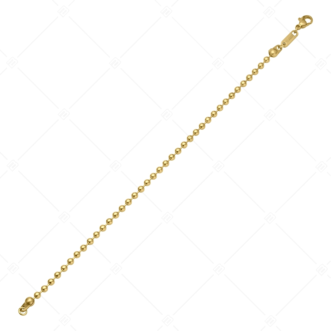 BALCANO - Ball Chain / Bracelet de cheville maille de baies en acier inoxydable plaqué or 18K - 3 mm (751315BC88)