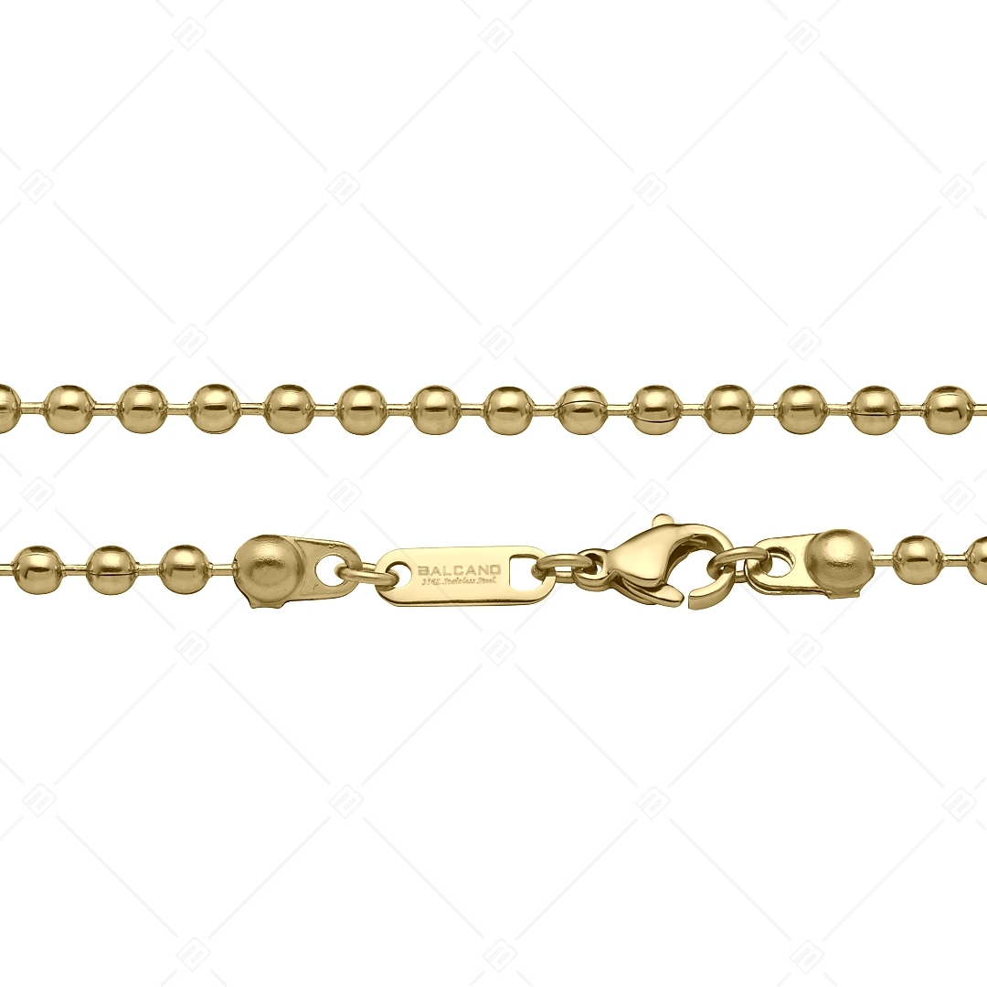 BALCANO - Ball Chain / Bracelet de cheville maille de baies en acier inoxydable plaqué or 18K - 3 mm (751315BC88)
