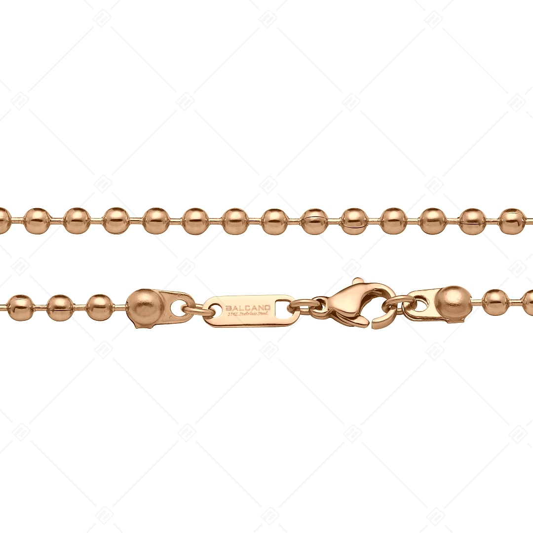 BALCANO - Ball Chain / Bracelet de cheville maille de baies en acier inoxydable plaqué or rose 18K - 3 mm (751315BC96)