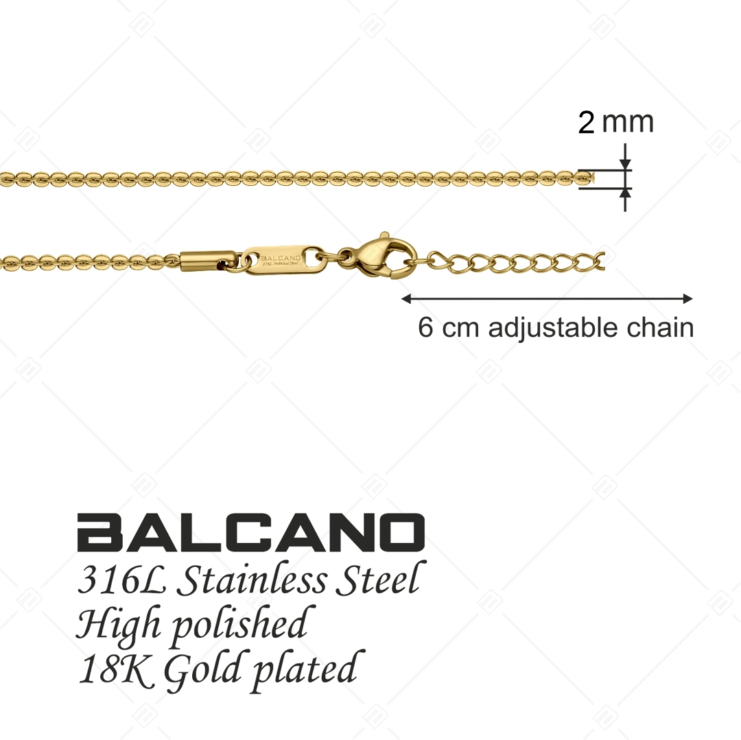BALCANO - Coffee Chain / Bracelet de cheville chaîne de café en acier inoxydable plaqué or 18K - 2 mm (751338BC88)