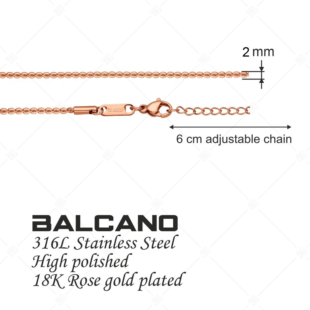 BALCANO - Coffee Chain / Bracelet de cheville chaîne de café en acier inoxydable plaqué or rose 18K - 2 mm (751338BC96)