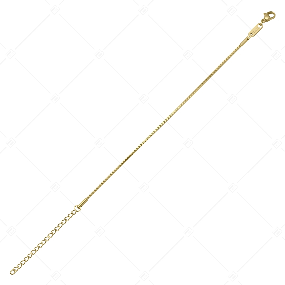 BALCANO - Square Snake / Bracelet de cheville type chaîne serpentine carrée en acier inoxydable plaqué or 18K - 1,2 mm (751341BC88)