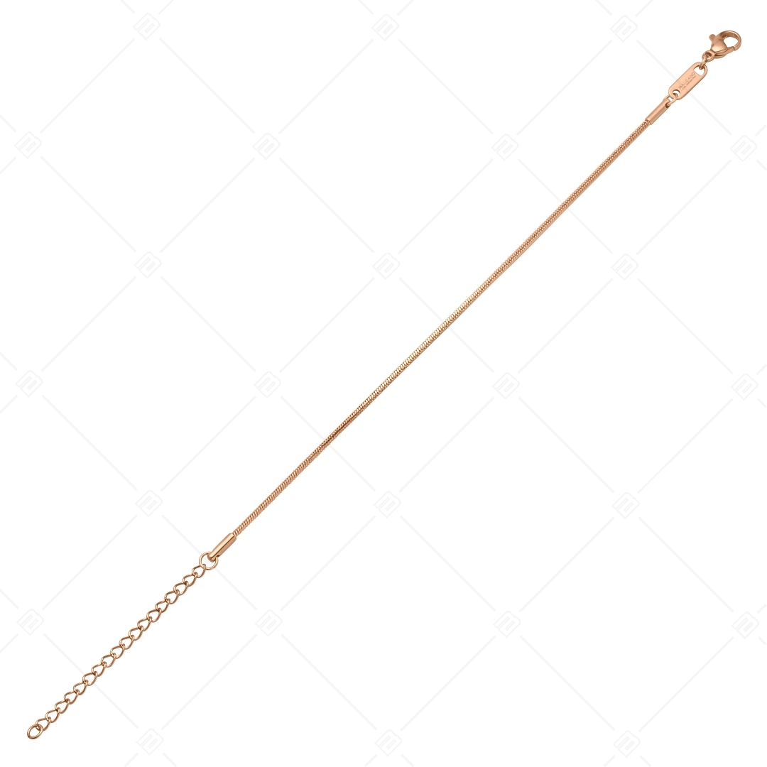 BALCANO - Square Snake / Bracelet de cheville type chaîne serpentine carrée en acier inoxydable plaqué or rose 18K - 1,2 (751341BC96)