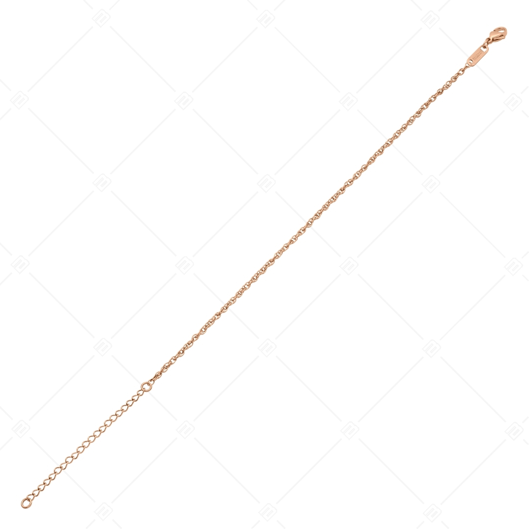 BALCANO - Prince of Wales / Bracelet  de cheville à maillon galloise en acier inoxydable plaqué or rose 18K - 2 mm (751353BC96)