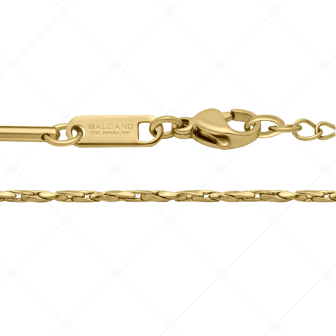 BALCANO - Twisted Cobra / Bracelet de cheville type chaîne cobra torsadée en acier inoxydable plaqué or 18K - 1,35 mm (751361BC88)