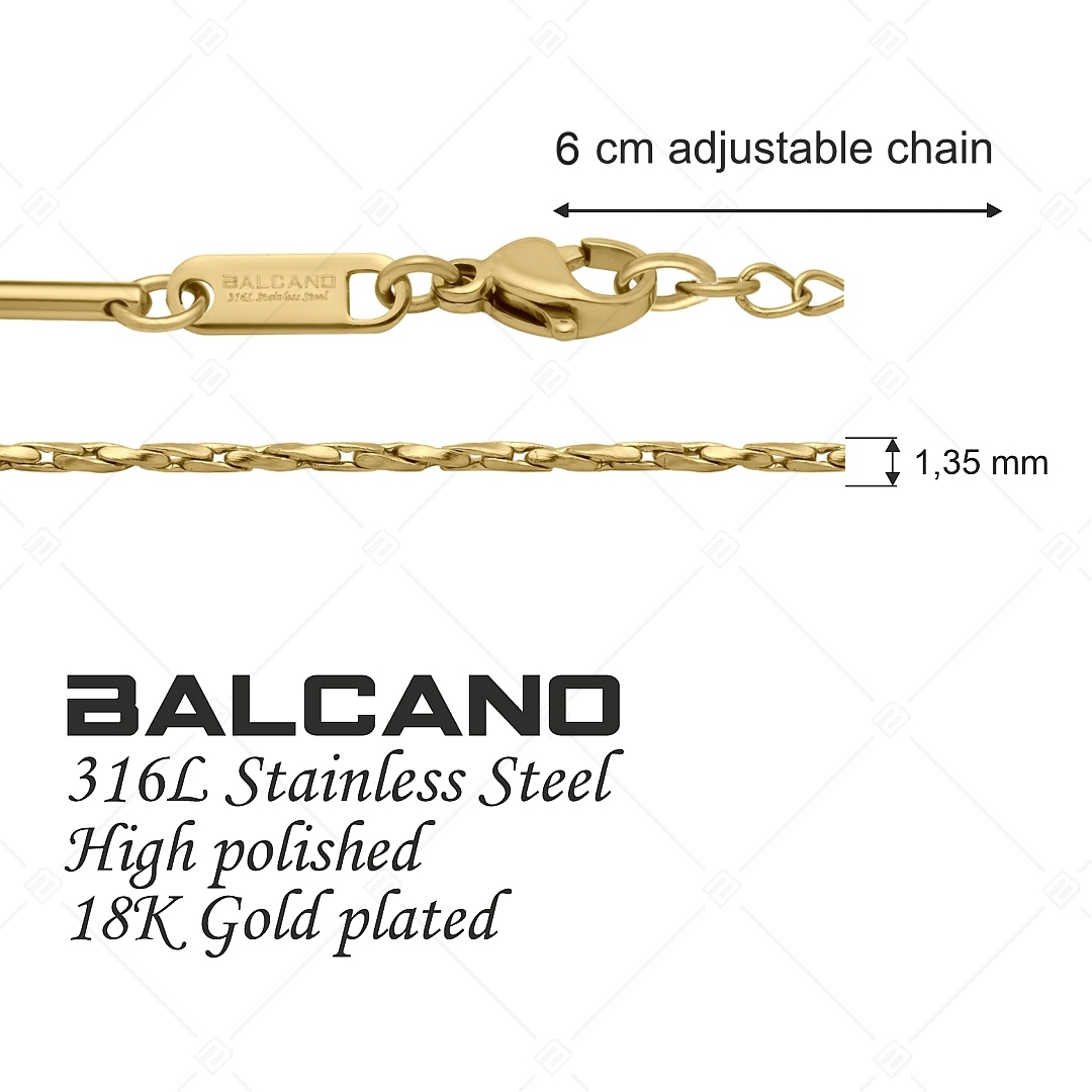BALCANO - Twisted Cobra / Stainless Steel Twisted Crimpable Chain-Anklet, 18K Gold Plated - 1,35 mm (751361BC88)