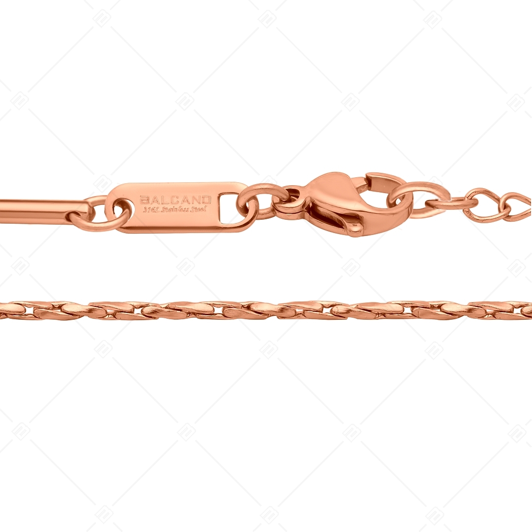 BALCANO - Twisted Cobra / Stainless Steel Twisted Crimpable Chain-Anklet, 18K Rose Gold Plated - 1,35 mm (751361BC96)