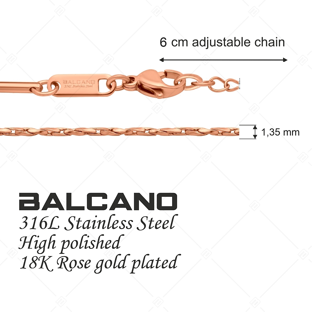 BALCANO - Twisted Cobra / Edelstahl Gerdrehte Kobrakette-Fußkette mit 18K Roségold Beschichtung - 1,35 mm (751361BC96)