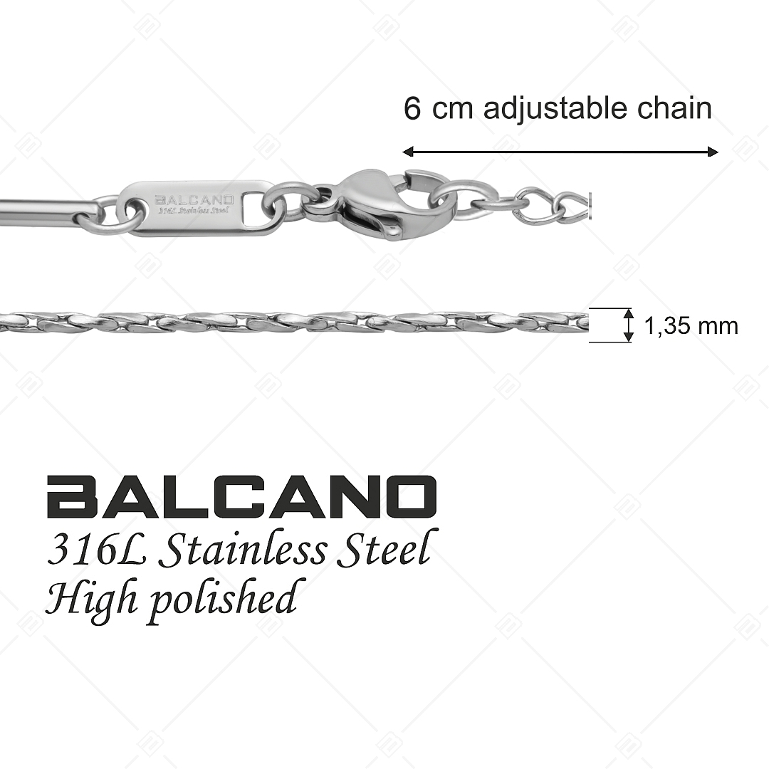 BALCANO - Twisted Cobra / Stainless Steel Twisted Crimpable Chain-Anklet, High Polished - 1,35 mm (751361BC97)