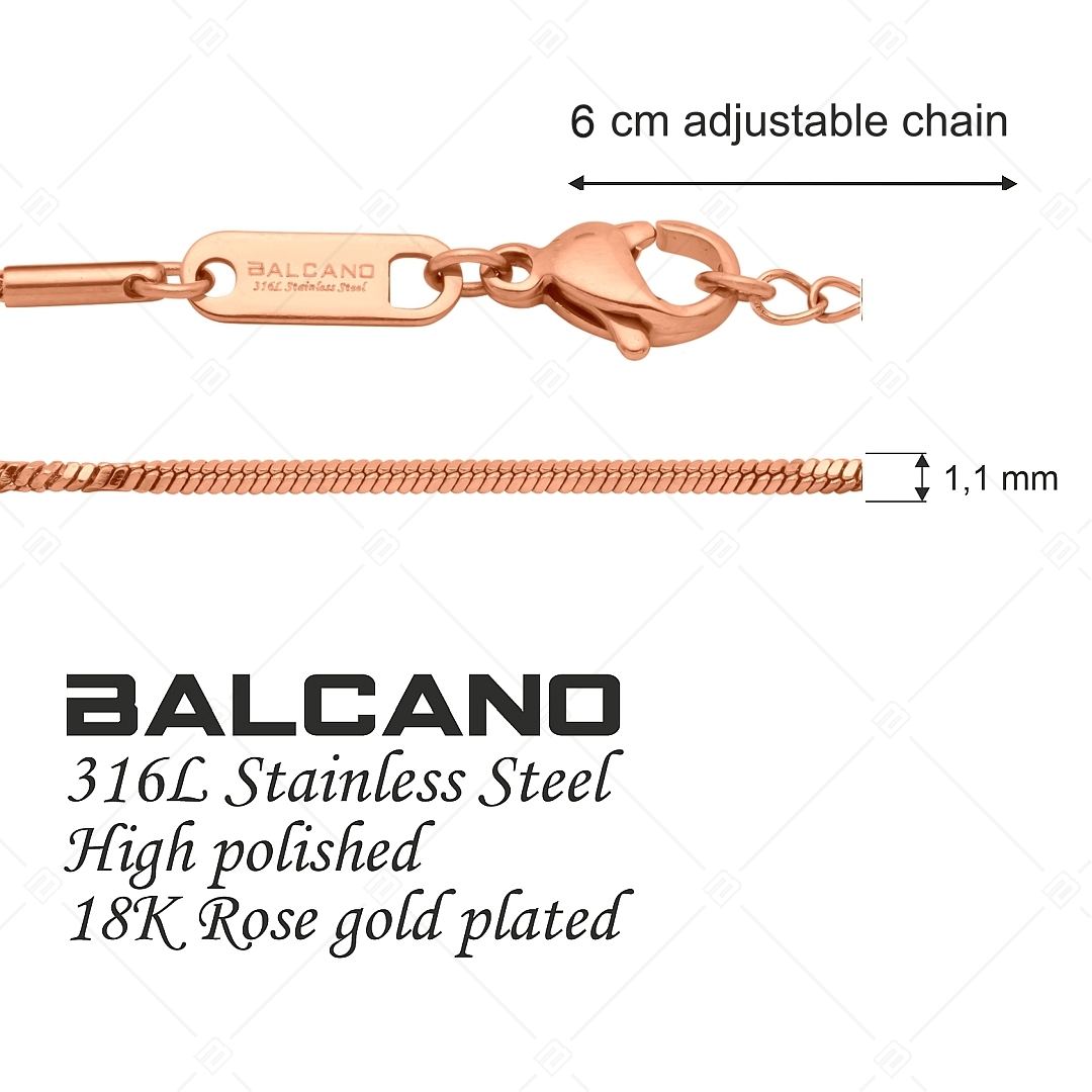 BALCANO - Fancy / Edelstahl Fancy Kette-Fußkette mit 18K Roségold Beschichtung - 1,1 mm (751370BC96)