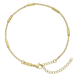 BALCANO - Bar & Link / Stainless Steel Chain-Anklet, 18K Gold Plated - 2 / 2,5 mm