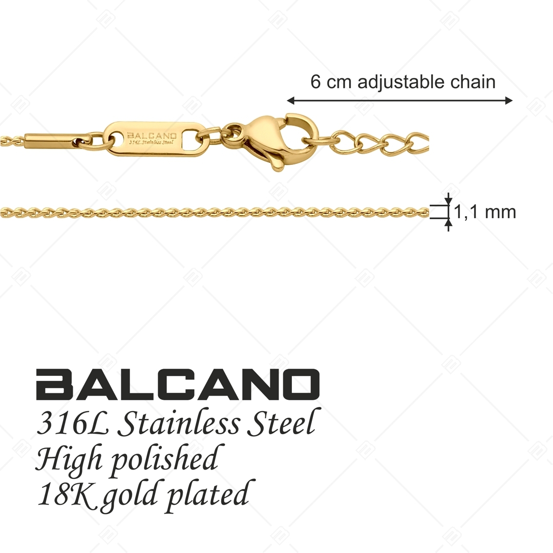 BALCANO - Spiga / Bracelet de cheville spiga type chaîne lacée en acier inoxydable plaqué or 18K - 1,1 mm (751400BC88)