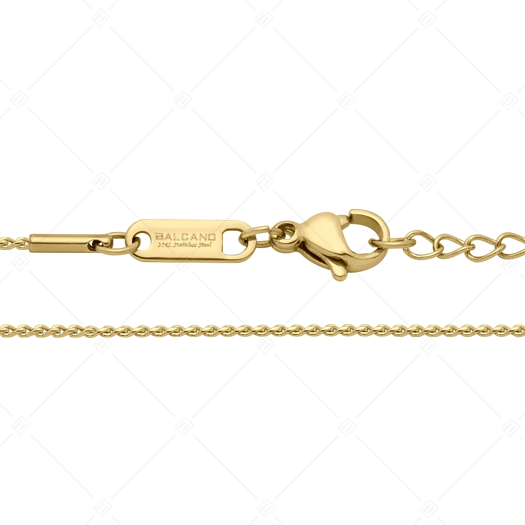 BALCANO - Spiga / Stainless Steel Spiga Chain-Anklet, 18K Gold Plated - 1,1 mm (751400BC88)