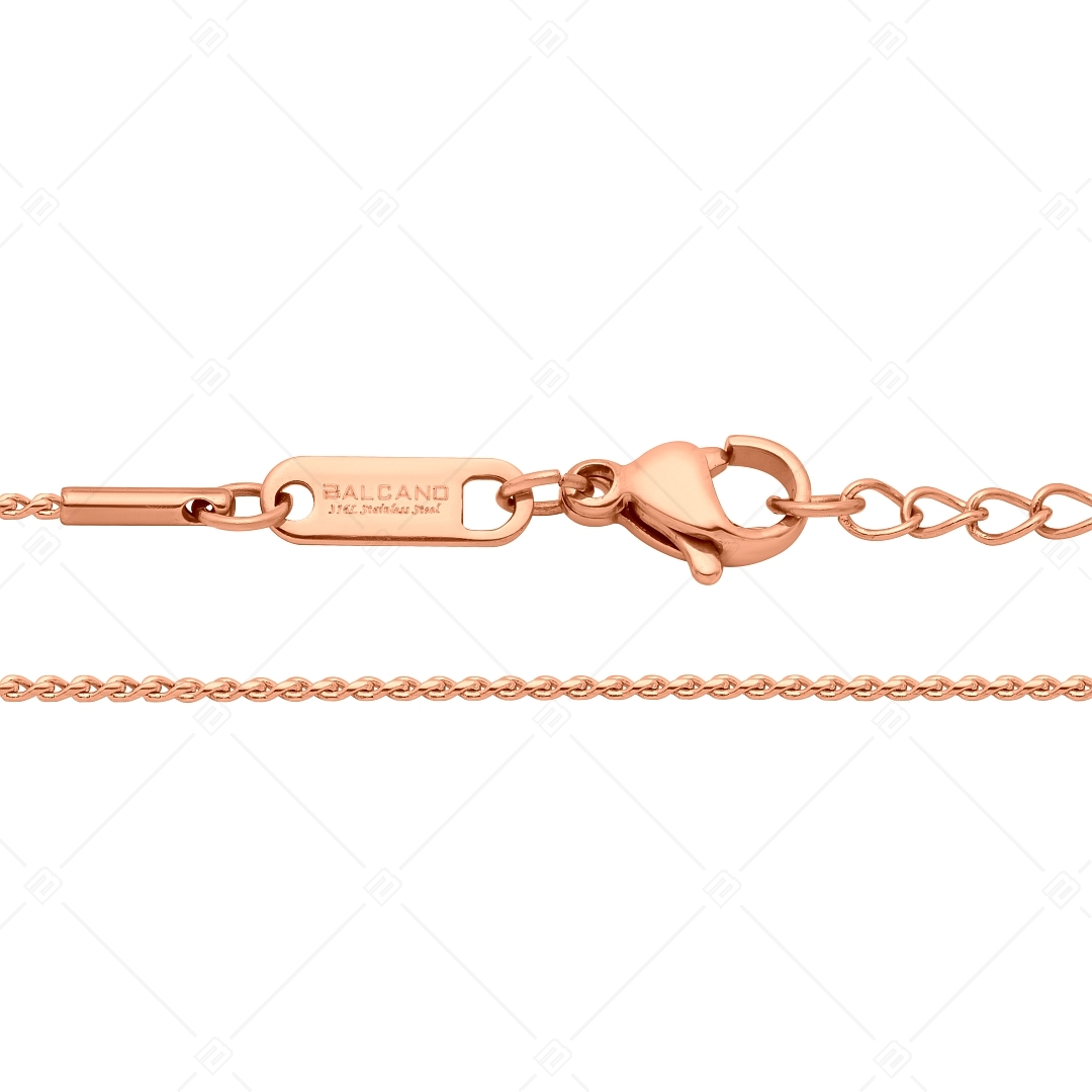 BALCANO - Spiga / Stainless Steel Spiga Chain-Anklet, 18K Rose Gold Plated - 1,1 mm (751400BC96)