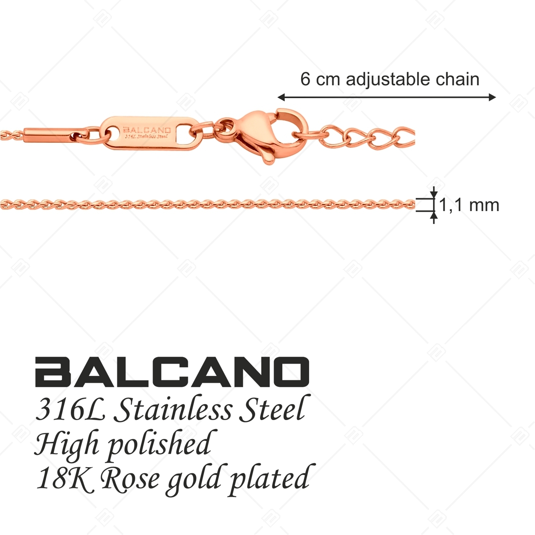 BALCANO - Spiga / Bracelet de cheville spiga type chaîne lacée en acier inoxydable plaqué or rose 18K - 1,1 mm (751400BC96)
