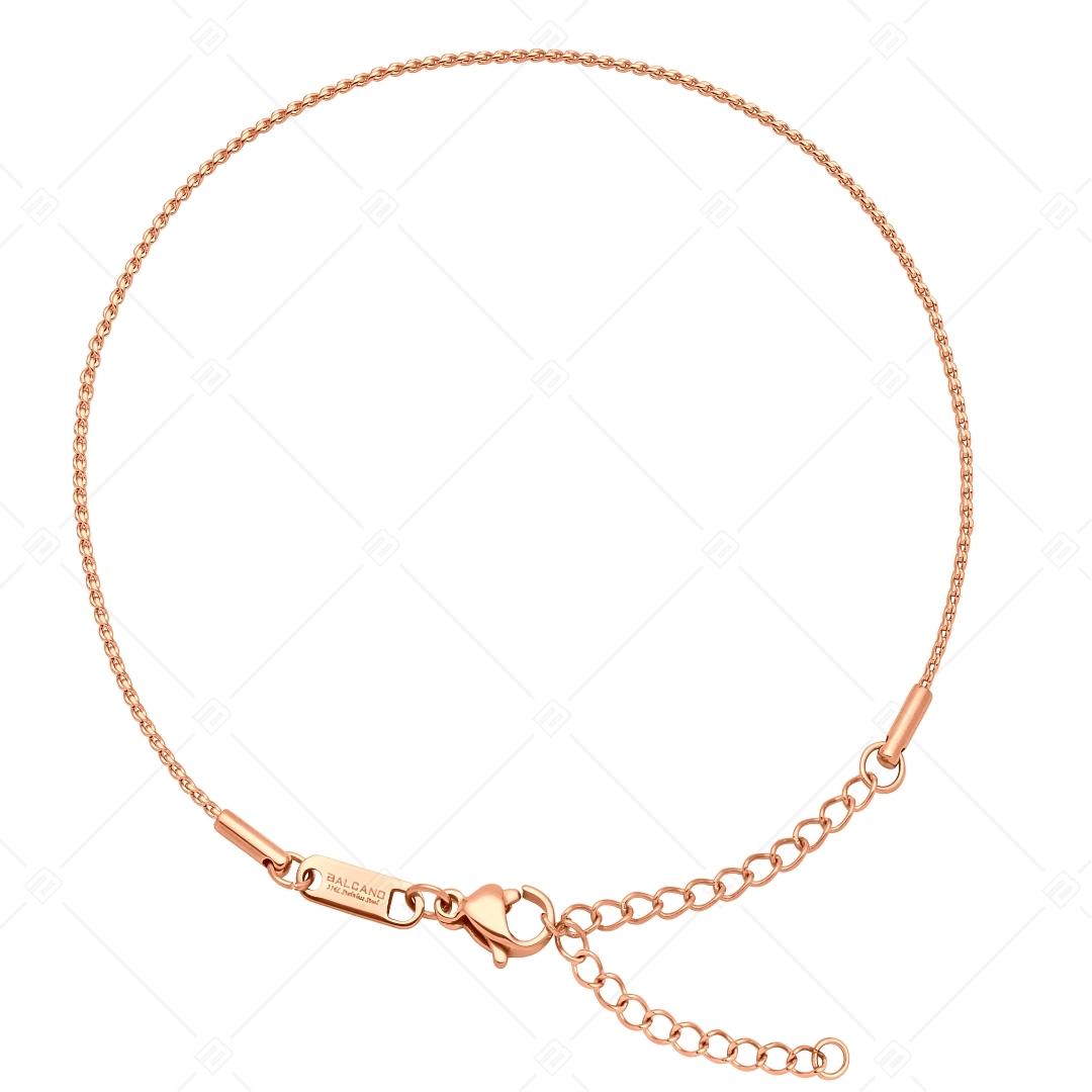 BALCANO - Spiga / Stainless Steel Spiga Chain-Anklet, 18K Rose Gold Plated - 1,1 mm (751400BC96)